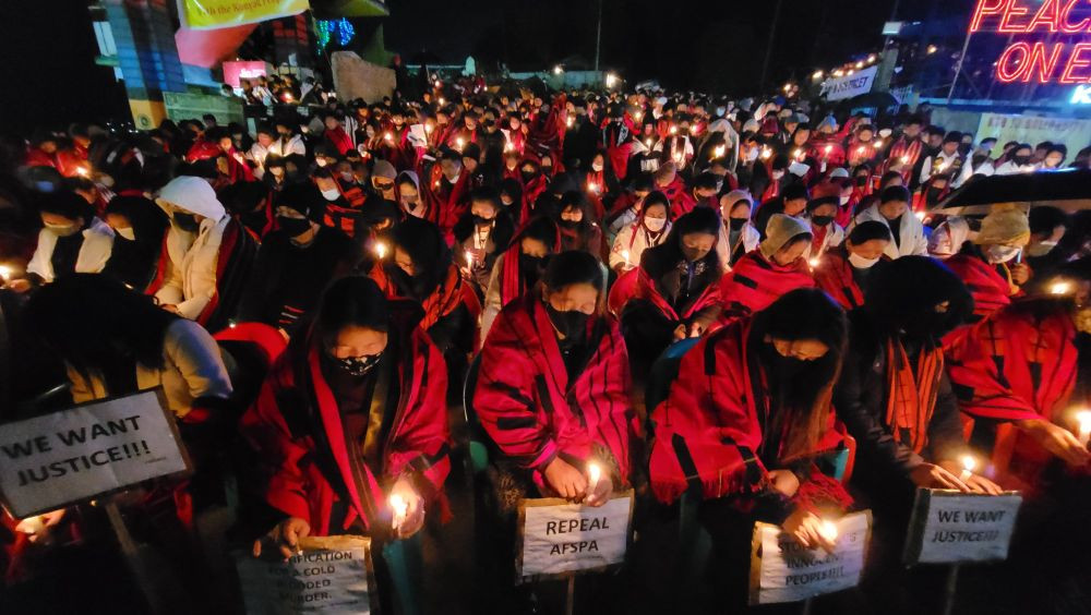 Citizens of Kohima take part in a candlelight vigil for the victims of the Oting incident on December 6. (Morung Photo)